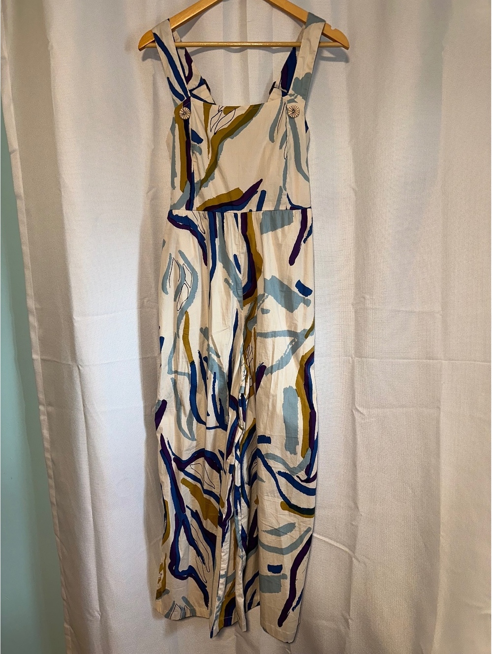 Bel Kazan Anthropologie Boho, Festival, Art-to-Wear Abstract Wide-Leg Jumpsuit M